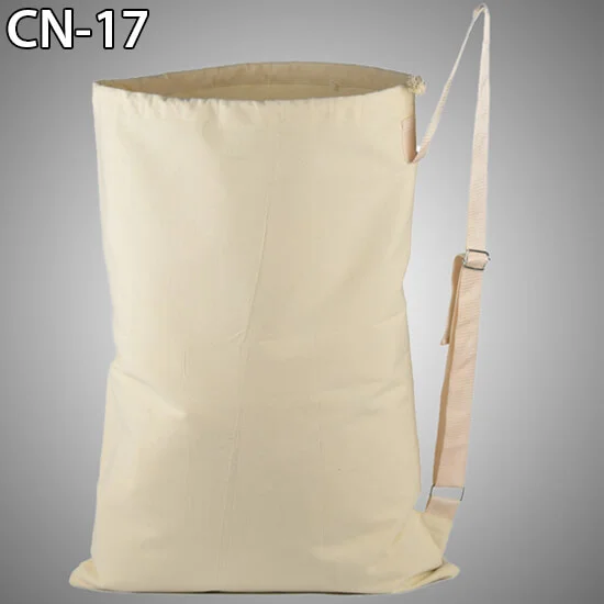 cotton drawstring laundry shoulder bag