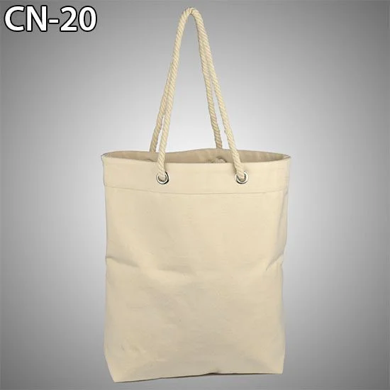 canvas rope handled tote bag